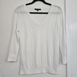 Banana Republic Women's Sweater Pullover 3/4 Sleeve  White Size S  Lightweight